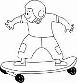 Skateboarding Clip Kid Coloring Skateboard Pages Lineart Line Sweetclipart sketch template