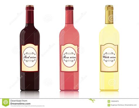 Set Of Bottles Of Different Types Of Wines With Labels Vector