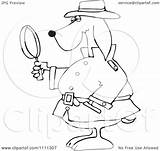 Detective Magnifying Outlined Private Dog Glass Illustration Using Royalty Clipart Djart Vector sketch template