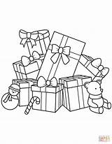 Coloring Christmas Gifts Pages Presents Drawing Kids Gift Printable Santa Bag sketch template