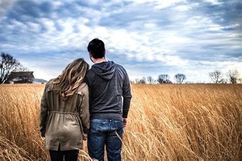 picture couple field people rural sky summer romance love