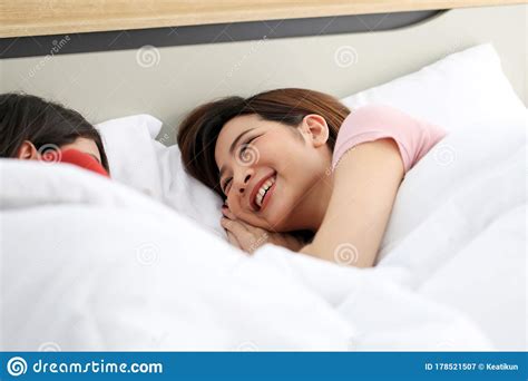 Couple Love Lesbian Happy Couple Waking Up In Morning Lgbt Lesbian