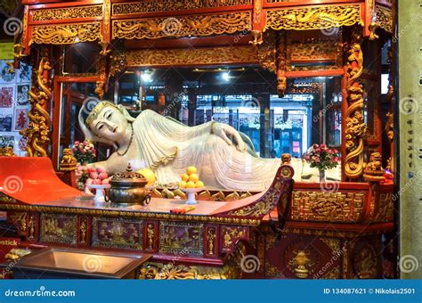buddha statue   jade buddha temple  shanghai china editorial