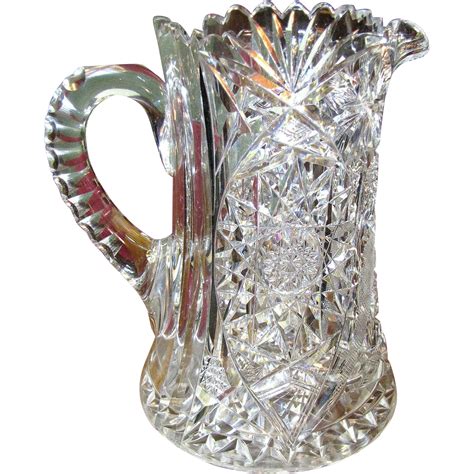 american brilliant period cut lead crystal water pitcher possibly  faywrayantiques  ruby lane