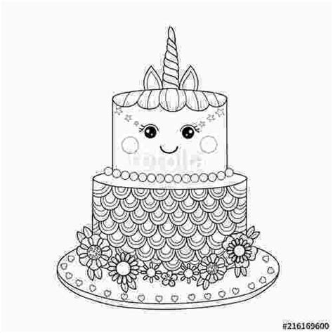 unicorn birthday cake coloring page murnautalk