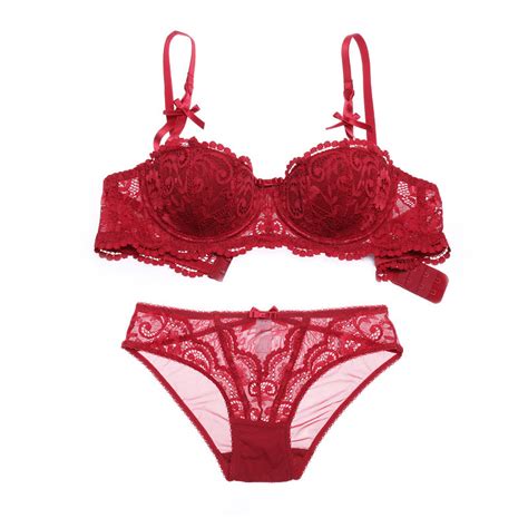summer 2016 french women underwear bra set red embroidery ultra thin
