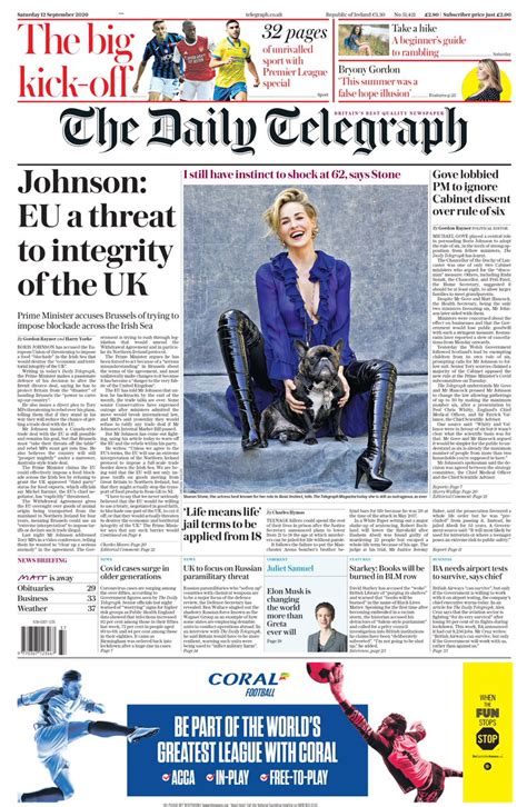 Daily Telegraph Front Page 12th Of September 2020 Tomorrow S Papers