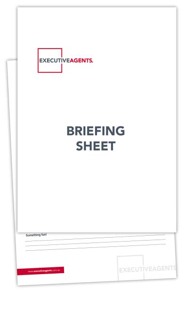briefing sheet template executive agents