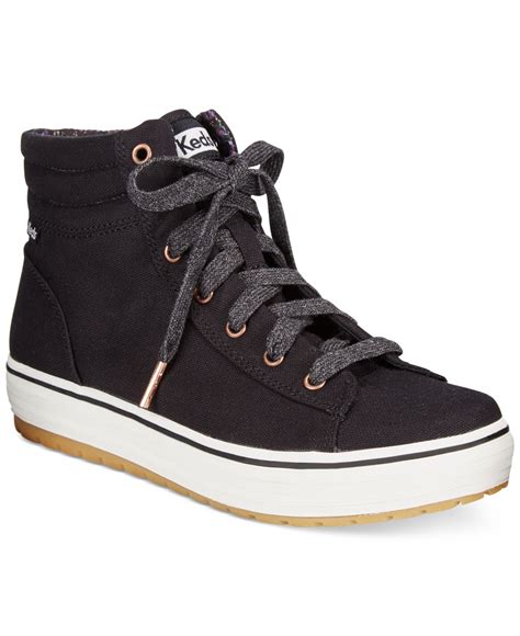 lyst keds womens high rise high top sneakers  black