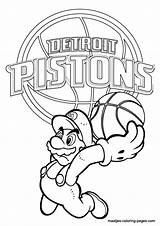 Coloring Pages Denver Pistons Detroit Nuggets Nba Mario Broncos Super Basketball Mascot Print Browser Window Maatjes Template sketch template