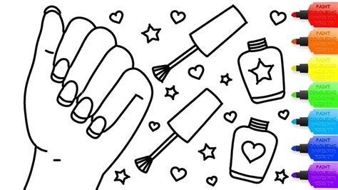 draw cute nails  nail polish coloring page  kids  learn