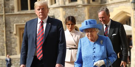 queen elizabeth shaded donald trump   brooch choices   uk visit
