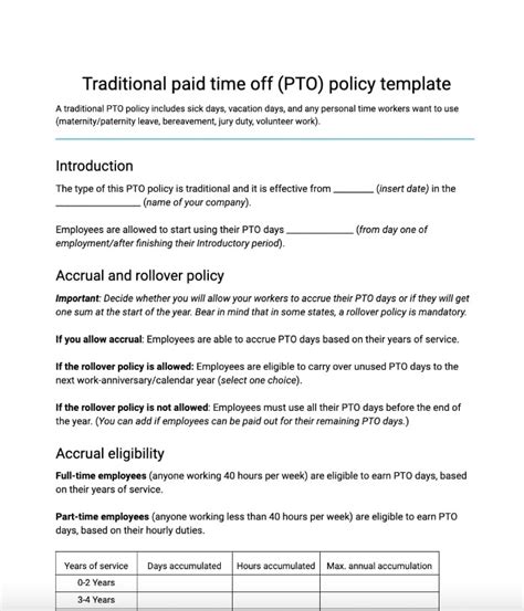 unlimited pto policy template