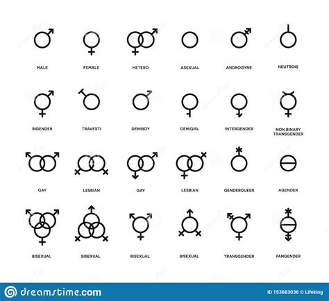 gender symbols set sexual orientation icons male female transgender
