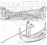 Gondole Rialto Gondola Venise Wenecja Venezia Peinture Vecteur 123rf Stylesatlife Draw Ville Coloritura Uniforme Cuoco Cameriere Paysage sketch template