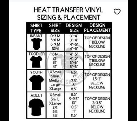 size chart silhouette curio projects vinyl small designs