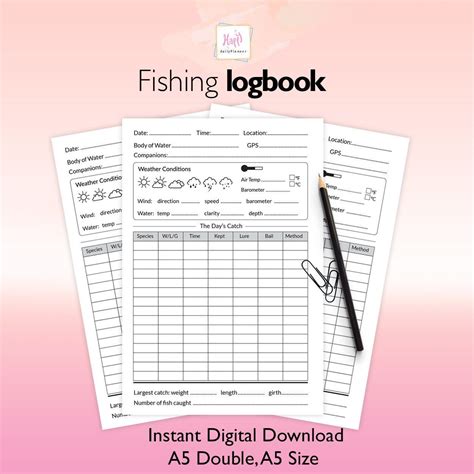 fishing log book  printable fishing log book happy fishing