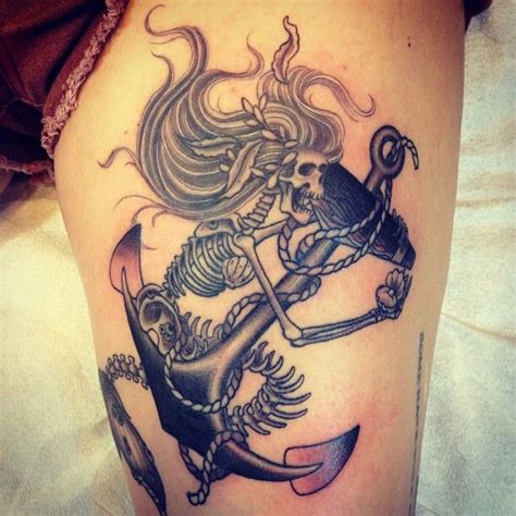 Mermaid Anchor Tattoo Cráneos Y Calaveras Calaveras Variedades