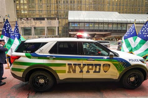 nypd    cars  green racing stripes  degree cameras