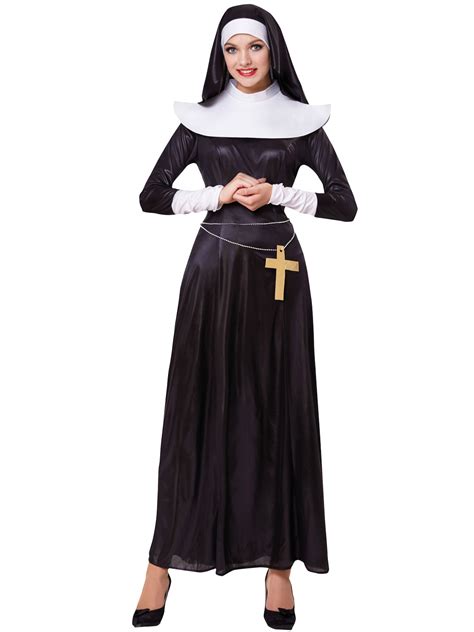 ladies deluxe nun habit costume womens religious sister act fancy dress