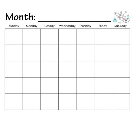 sample calendar templates  kindergarten