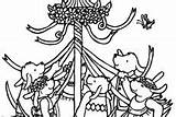 Coloring May Pages Maypole Dance sketch template