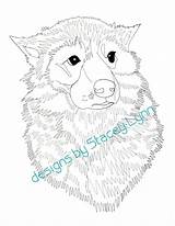 Keeshond Coloring Face Digital sketch template