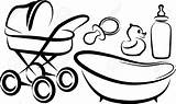 Baby Items Stroller Drawing Clipart Carriage Set Stock Stuff Drawings Getdrawings Paintingvalley Item Clipartmag sketch template