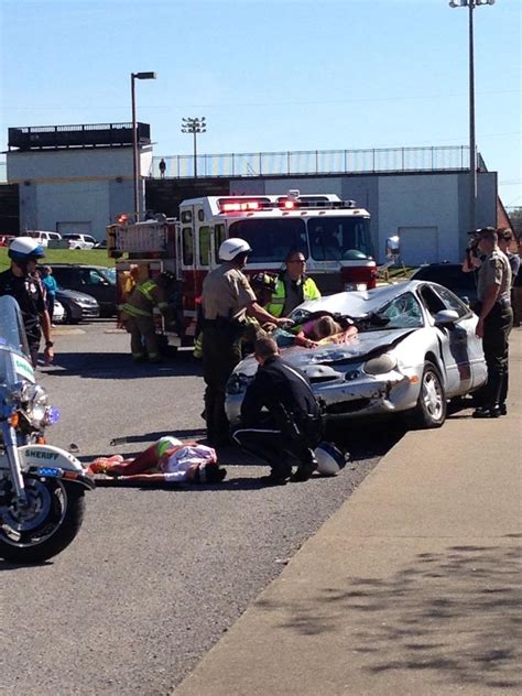mock car crash highlights dangers of texting while driving
