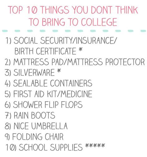 Top 10 Essential Things You Dont Think To Bring To College