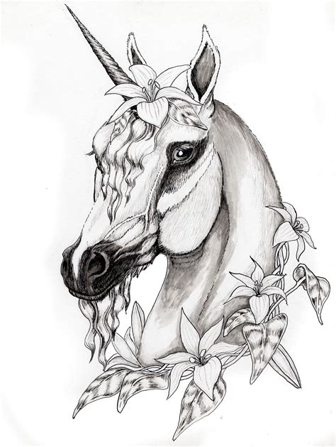 unicorn drawing coloring page