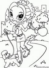 Coloring Kolorowanki Kolorowanka Disegni Dziewczyna Paseando Ragazza Dibujos Animale Camminando Domestico Sta Colorkid Mascota Dziewczynek sketch template