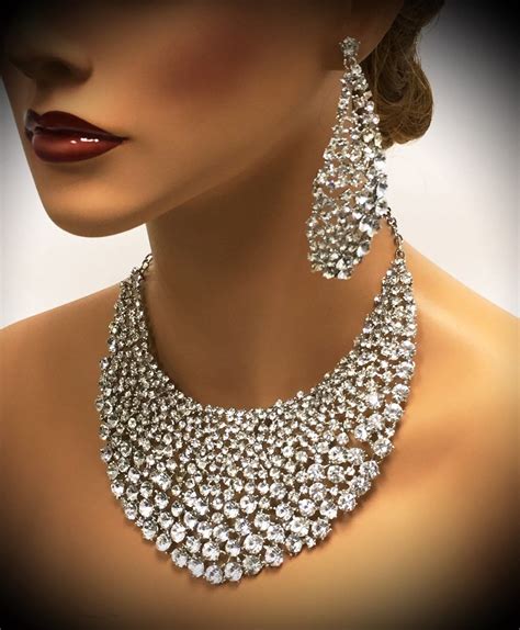 bridal jewelry wedding jewelry bib necklace earrings chunky