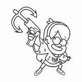 Gravity Falls Coloring Pines Mabel Anchor Soos Gun sketch template