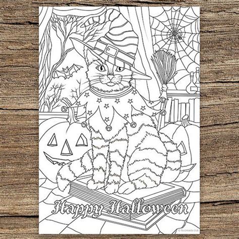 halloween cat printable adult coloring page  favoreads coloring