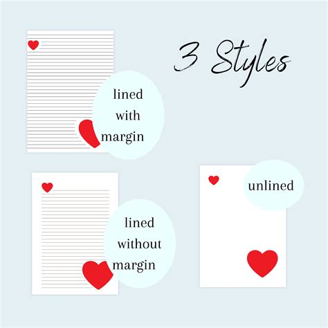 heart writing paper red printable paper instant  etsy