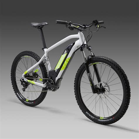 rockrider elektrische mountainbike  st  grijsgeel  decathlon