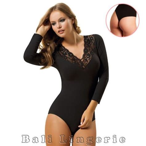 details about bali lingerie womens thong bodysuit lace body leotard blouse shirt 329