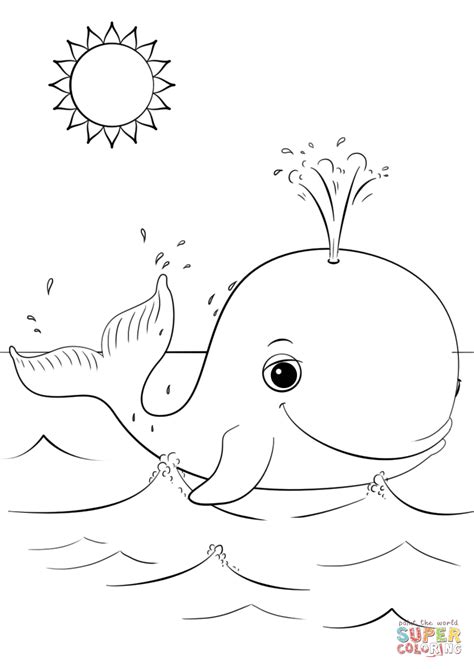 cute cartoon whale coloring page  printable coloring pages