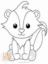Skunk Woodland Printable Forest Simplemomproject Mom Colouring sketch template