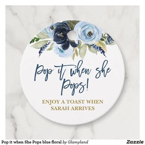 pop    pops blue floral favor tags zazzlecom baby shower