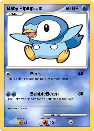 pokemon baby piplup peck  pokemon card