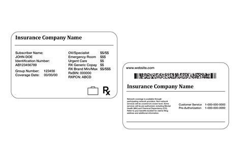 insurance card template word