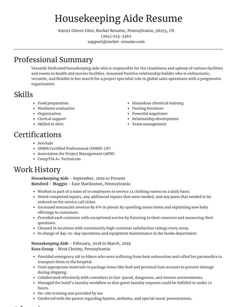 sample resume hospital housekeeping resume housekeeping supervisor