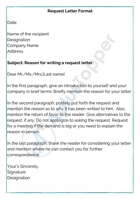 request letter format template  samples request letter