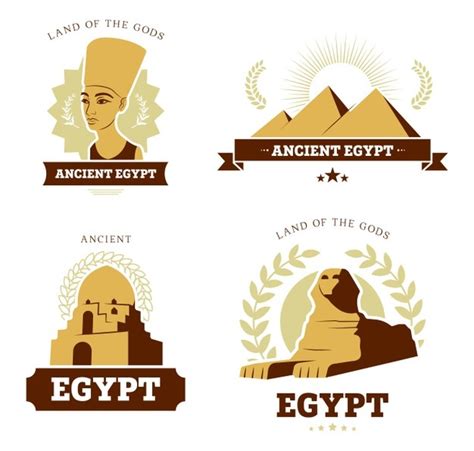 Free Vector Egypt Travel Flat Logo Set Ancient Egyptian
