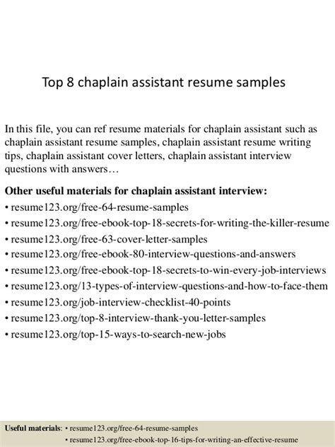 top 8 chaplain assistant resume samples