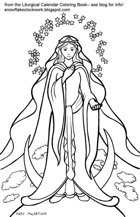 snowflake clockwork solemnity  mary coloring page