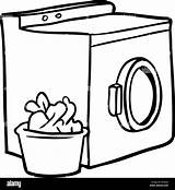Washing Machine Laundry Cartoon Drawing Line Drawings Stock Clipart Wringer Retro Illustration Alamy Machines sketch template