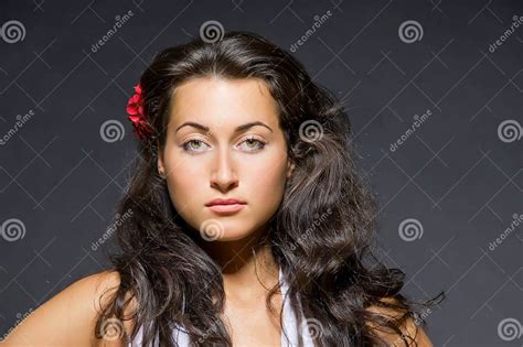Portrait Of Young Dark Haired Beautiful Woman Stock Image Image Of